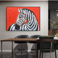 Modern Hand Painted Wall Art Zebra Oil Painting on Canvas Hand Painted Modern Animal Zebra Oil Painting Decor