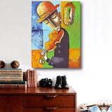 Hand Painted Man Playing the Violin Oil Painting Figure Abstract Paintings Canvas Art Room