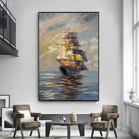 Oil Painting On Canvas Color Sea Boat Oil Painting Abstract Modern Canvas Decor