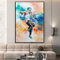 Hand Painted Man Abstract Jumping Street Dance Man Oil Painting Canvas Pop Art Mural