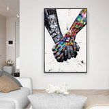 Hand Painted Oil Painting Modern Street Art Handshake Abstracts Room