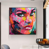 Portrait Face Oil painting Palette Knife Impasto figure canvas Hand Painted Francoise Nielly Wall Art