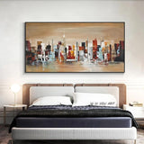 Hand Painted Abstract Wall Art City Building Landscape Minimalist Modern On Canvas Decorative For Living