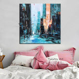 Oil Painting Hand Painted City Building Abstract Canvas Paintings Modern Wall Art Birthday Wedding ifts Room Decoration