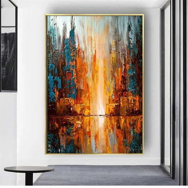 Hand Painted Abstract Building Oil Painting On Canvas Mural Modern Office Bar Home Salon Painting