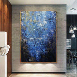 Abstract Blue Modern Unique Painting Art Palette Knife Canvas Acrylic Textured Art