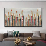 Abstract Pencils Painting Hand Painted On Canvas Modern Bedroom