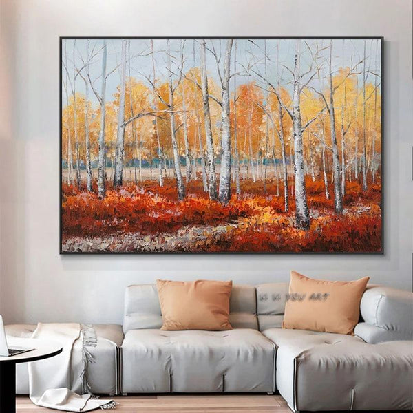 Hand Painted Abstract Trees On Canvas Beautiful Colorful Plant Wall Art Painting For.