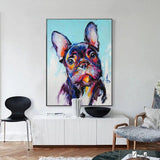 Modern Dog Oil Painting Hand Painted Cute Animal Canvas Bulldog