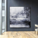 Black White Painting Abstract Painting Landscape Horizontal Wall Art Hand Painted Wall Art Art Canvas