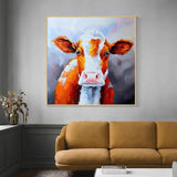 Modern Abstract Colorful Bull Hand Painted Canvas Painting Cow Decorative Painting On The Wall Home