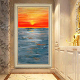 Hand Painted Classic Seascape Sunrise Abstract Oil Painting Canvas Room Modern Decorative