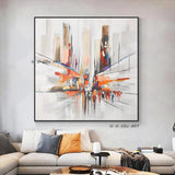 Hand Painted Abstract Wall Art City Building Minimalist Modern On Canvas Decorative