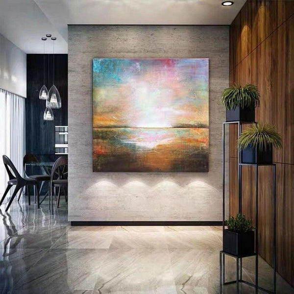 Colorful Landscape Modern Canvas Hand Painted Oil Painting Abstract Big Living room Decor Handwork As