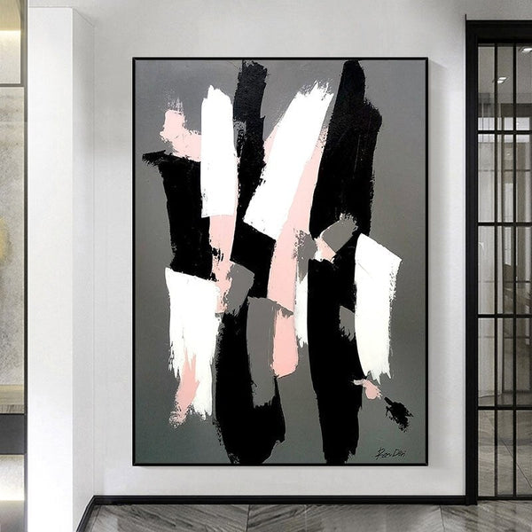 Hand Painted Oil Painting Canvas Black White Color Abstract Modern Hotel Acrylic Art Painting