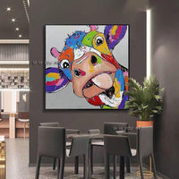 Hand Painted Animals Cow Oil Paintings On Canvas Abstract Modern Pop Art