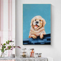 Abstract Dog Hand Painted Canvas Oil Paintings Cute Puppy Posters Wall Art Animal Kids Decor