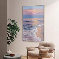 Modern Abstract Hand Painted Oil Painting Texture Canvas Sunset Landscape Big