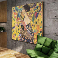 Hand Painted Hand Gustav Klimt Lady with Fan Oil Painting made on Canvas