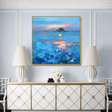 Hand Painted Seascape Sunrise Oil Painting Custom Canvas Wall Painting Hanging Painting Hand Painted