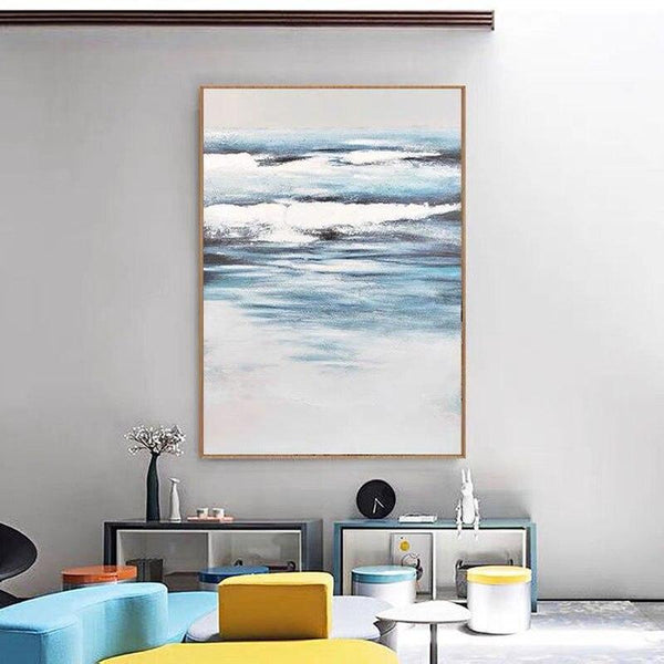 Light Blue Clouds and Sky Modern Abstract Oil Painting Canvas Hand Painted Art Wall Decoration For Home Room Decor As