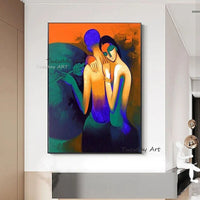 Hand Painted People Couple Oil Painting On Canvas Pop Art Modern Naked Girl Abstract