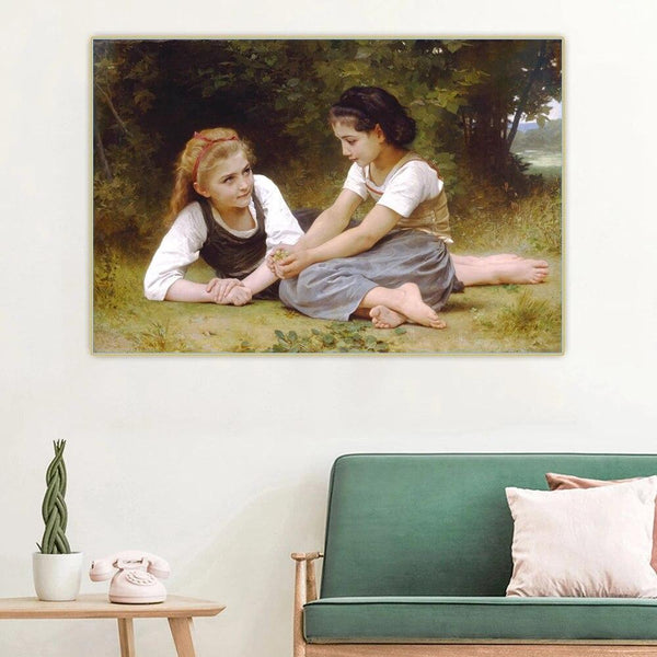 Hand Painted Oil Painting Sister William Adolphe Bouguereau Modern Canvas Wall Decors