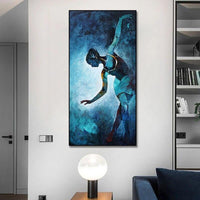 Hand-Painted Hand Painted Oil Painting Modern Impression Blue People Abstracts