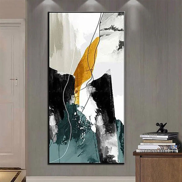 Hand Painted Oil Painting Modern Colorful Lines Color Block Abstract Home Room