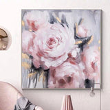 Modern Painted Abstract Big Pink Rose Oil Painting On Canvas Wall Art Decor Home