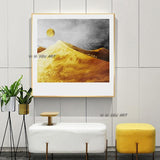 Golden Modern Landscape Hand Painted Oil Abstract Painting Wall Art On Canvas Office Fashion Decorations