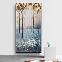 Hand Painted White Knife Flower 3D Oil Abstract Painting Canvas for