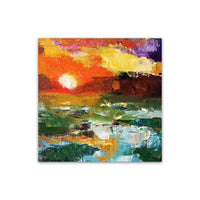 Abstract Coloful Sunset Glow Oil Painting On Canvas Hand Painted Textured Modern Canvas