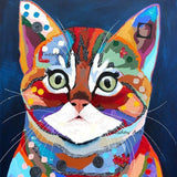 Hand Painted Oil Paintings Modern Abstract Canvas Painting Cute Cat Animalss Decoration