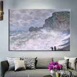 Hand Painted Claude Monet Rough weather at Étretat Canvas Oil Painting Paintingatio