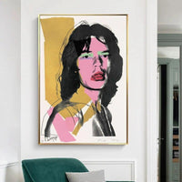 Hand Painted Retro Andy Warhol Canvas Oil Painting Mick Jagger Portraits