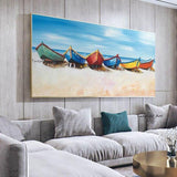 Hand Painted Boat Beach Canvas Painting Landscape Oil Painting Salon Decoration Modern Wall Art As