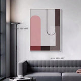 Hand Painted Abstract Vertical Rectangle Contemporary Modern Minimalist Colorful In