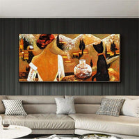 Hand Painted Oil Painting Retro Figures Abstract Home Room Decors