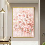 Hot Sale Hand Painted Oil Painting Wall Art Pink Flower Wall Art Unframed