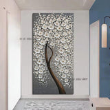 Modern Abstract Knife Tree Flower Hand Painted On Canvas Hallway