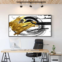 Abstract Hand Painted Oil Paintings On Canvas Hand Painted Modern Wall Art With Golden Office