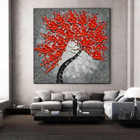 Hand Painted flower Wall Art Modern Red Flowers Tree Canvas pictureative