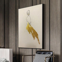 Abstract Gold Art Hand Painted Fashion Line Women Oil Painting Canvass Art work