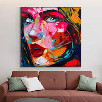 Nielly Francoise Art Hand Painted People Face Oil Painting on Canvas for Wall Decor Abstract Knife Figure Face Posters