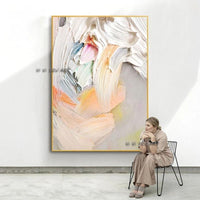 Hand Painted Abstract Three Dimensional Color Pink Light Luxury Modern Restaurant Entrance Painting Sofa