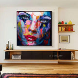 Artist Hand Painted Painting on Canvas Nielly Style Francoise Abstract Portrait Women Blue Face Oil Painting