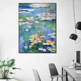 Hand Painted Famous Claude Monet Oil Painting Water Lily Canvas Art Modern Home Wall Decorative Painting