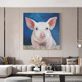 Hand Painted Animal Piggy Oil Painting on Canvas Painter Hand Painted Modern Wall Art Animal Pig Oil Painting for Wall Decor