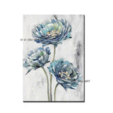 Hand Painted Abstract White Flower On Canvas Modern Flower Paintings Decoration